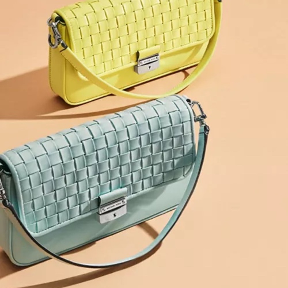 TEAL Michael Bradshaw Woven Leather Convertible Shoulder Bag